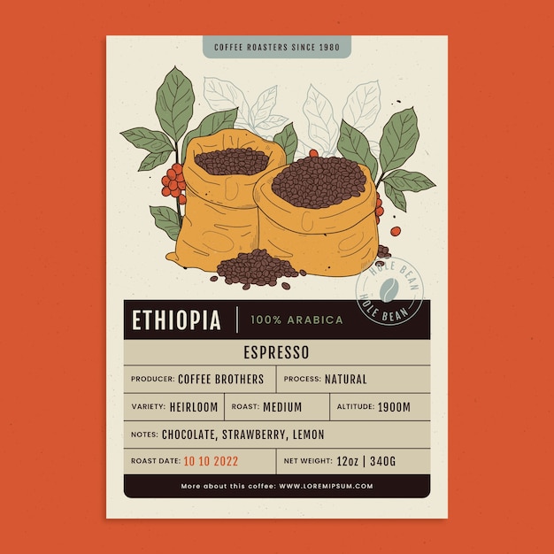 Free vector hand drawn coffee label template