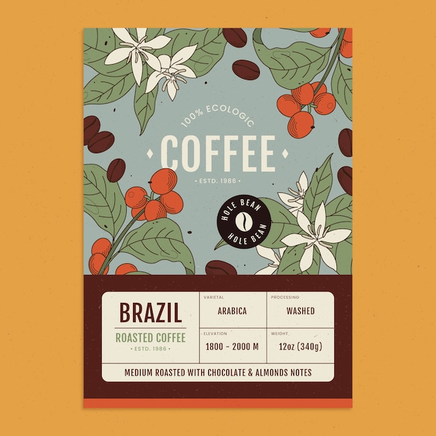 Free vector hand drawn coffee label template