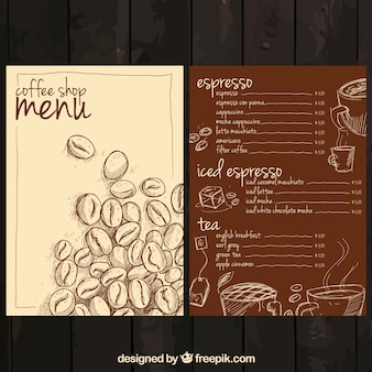 Hand drawn coffee menu