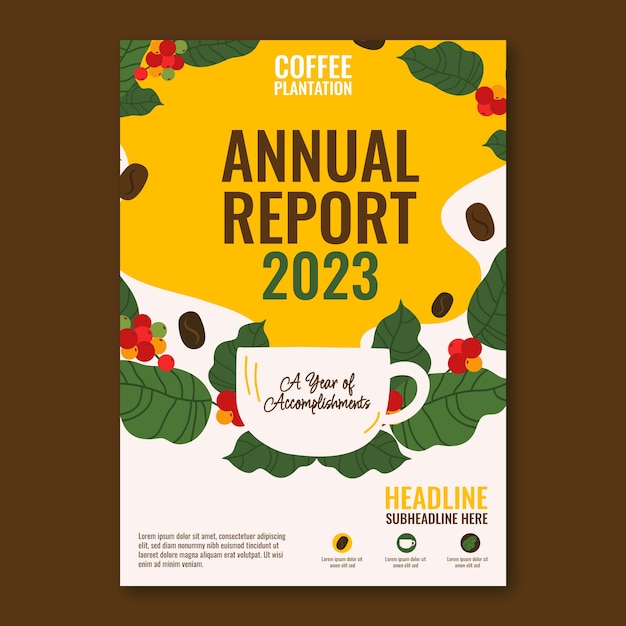 Free vector hand drawn coffee plantation annual report