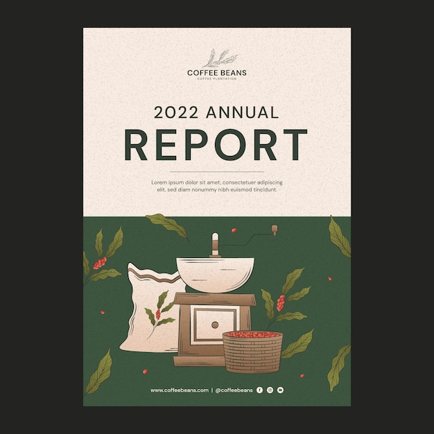 Бесплатное векторное изображение Ручной обращается годовой отчет кофейной плантации