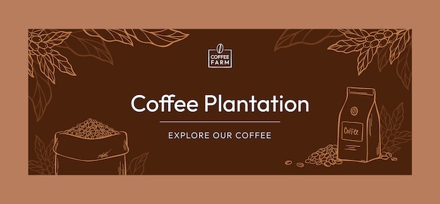 Hand drawn coffee plantation facebook cover