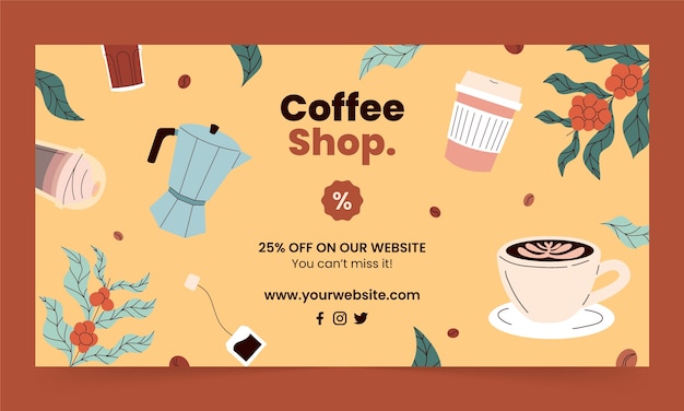 Free vector hand drawn coffee plantation facebook template