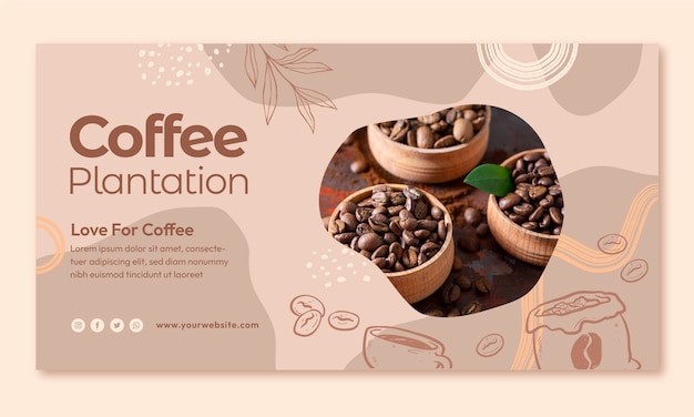 Hand drawn coffee plantation facebook template