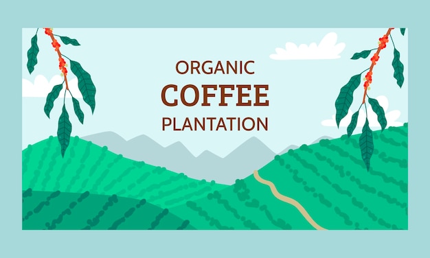 Hand drawn coffee plantation facebook template