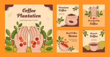 Free vector hand drawn coffee plantation instagram post