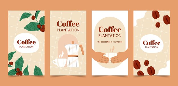 Hand drawn coffee plantation instagram stories