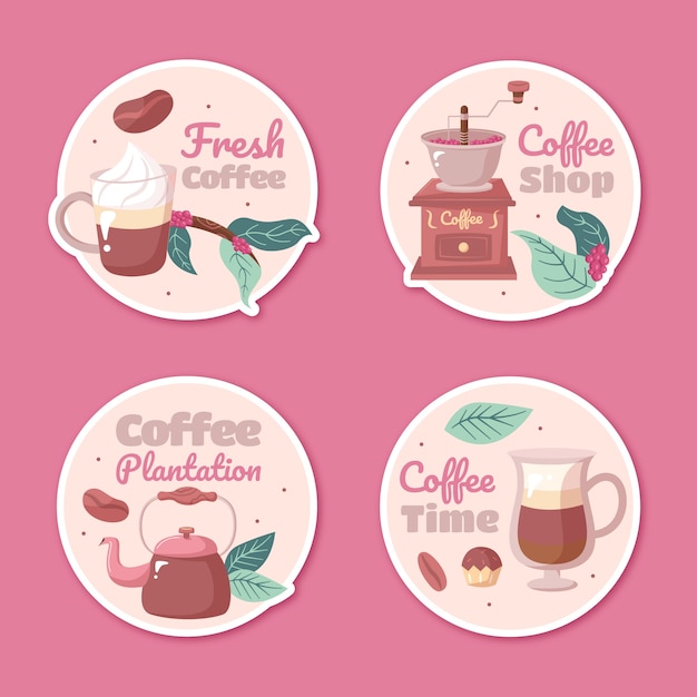 Hand drawn coffee plantation labels template