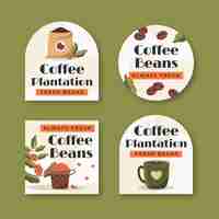 Free vector hand drawn coffee plantation labels