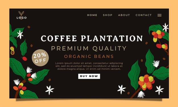 Hand drawn coffee plantation landing page