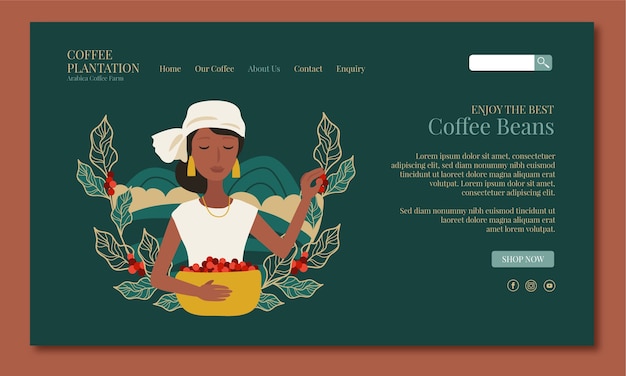 Hand drawn coffee plantation landing page