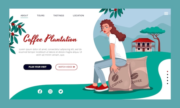 Hand drawn coffee plantation landing page