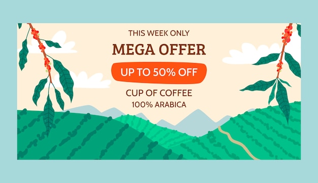 Free vector hand drawn coffee plantation sale banner