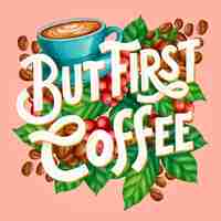 Free vector hand drawn coffee quote lettering