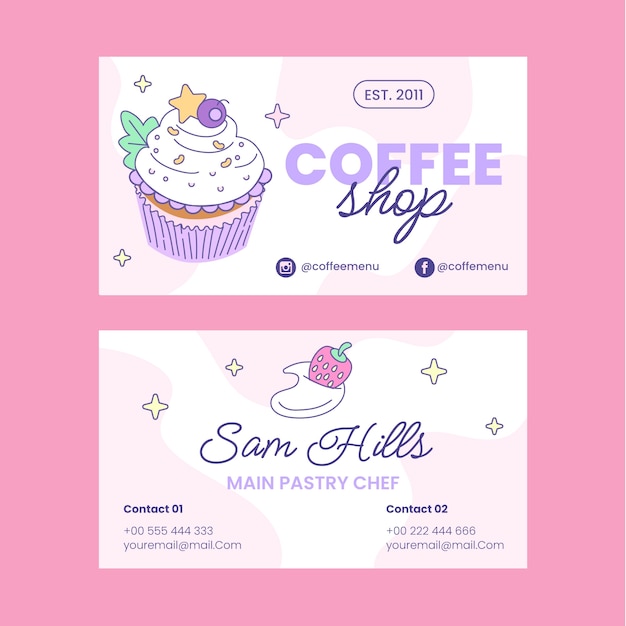 Free vector hand drawn coffee shop business card template