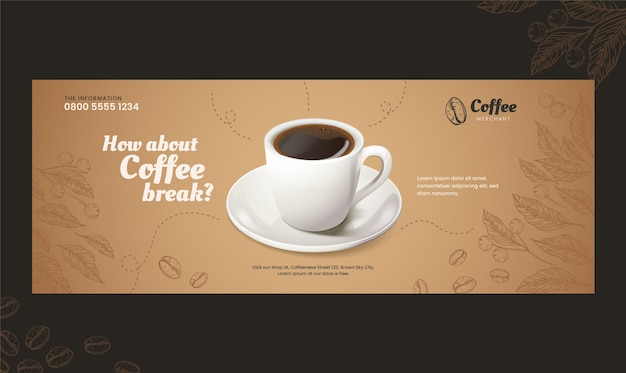 Free vector hand drawn coffee shop facebook cover