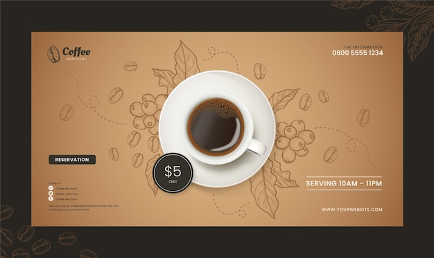 Free vector hand drawn coffee shop facebook template