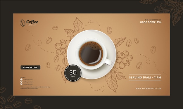 Hand drawn coffee shop facebook template