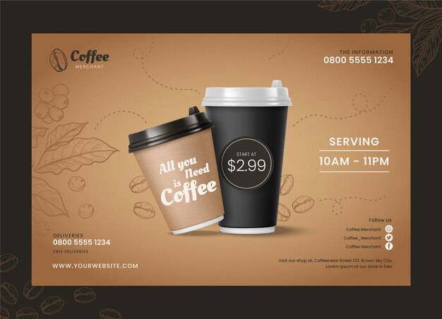 Hand drawn coffee shop sale background