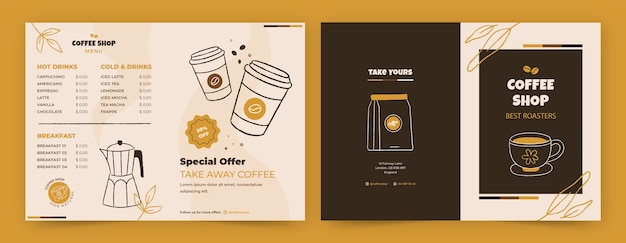Free vector hand drawn coffee shop template