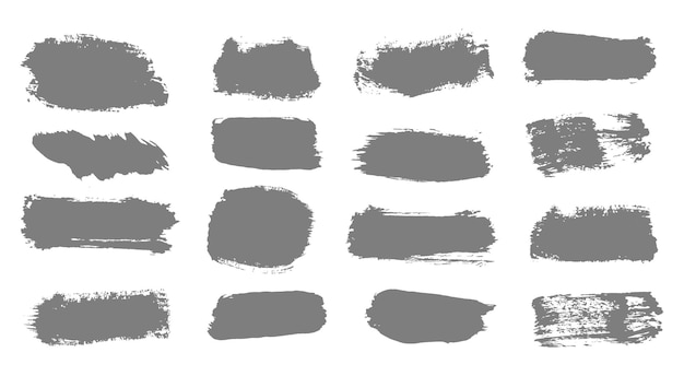 Hand drawn collection of abstract ink lines and brush strokes dirty texture banners vector