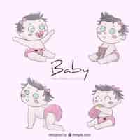 Free vector hand drawn collection of babies