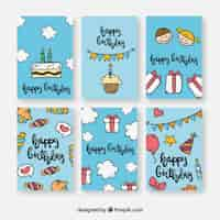 Free vector hand drawn collection of birthday cards