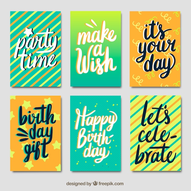 Free vector hand drawn collection of birthday cards