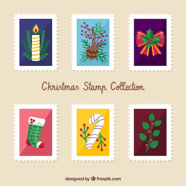 Hand drawn collection of christmas stamps