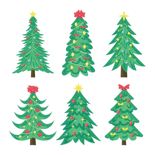 Hand drawn collection christmas tree