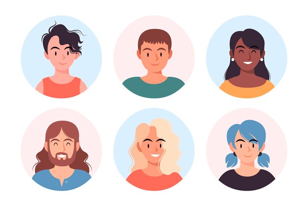 さまざまなプロファイルアイコンの手描きコレクション