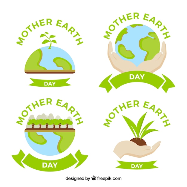Free Vector hand drawn collection of earth day badges