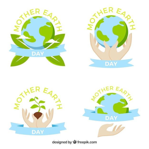 Free vector hand drawn collection of earth day badges