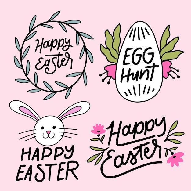 Free vector hand drawn collection easter day label