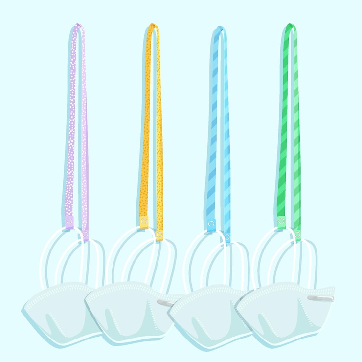 Free Vector hand drawn collection of face mask lanyard