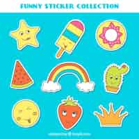 Free vector hand drawn collection of funny stickers