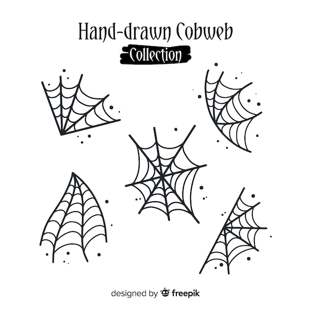 Hand drawn collection of halloween cobwebs