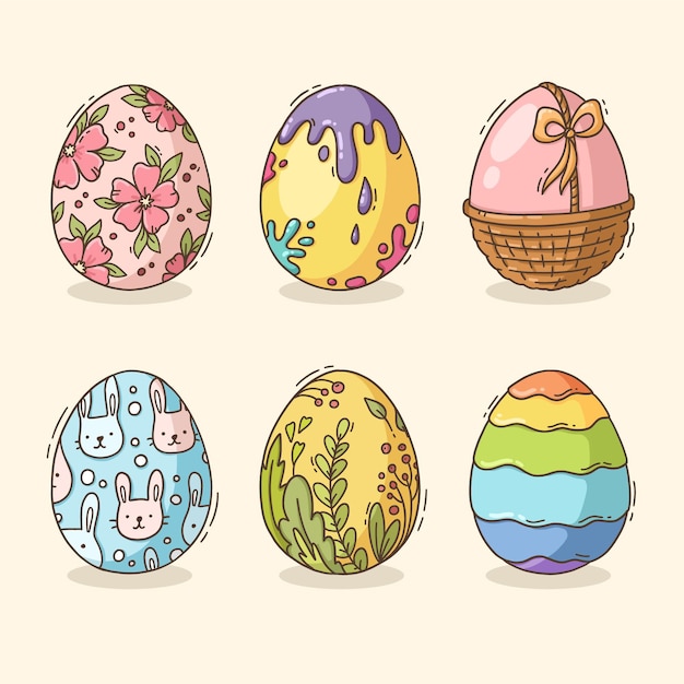 Коллекция рисованной пасхальных яиц