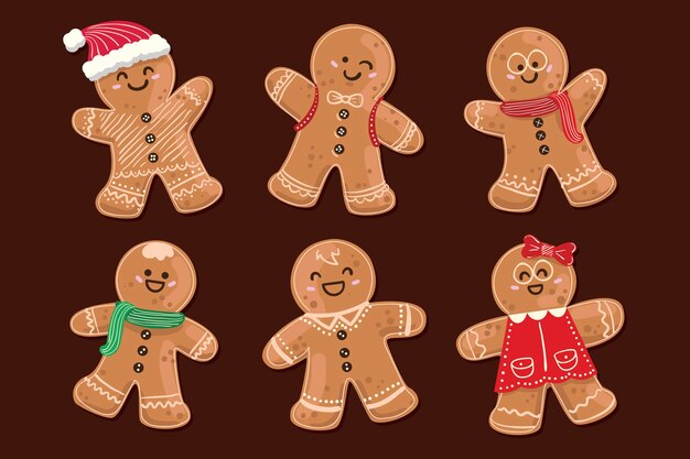 ジンジャーブレッドクッキーパターン グリーティングカードのクリスマスコンセプト 白い背景のイラスト 中央の空きスペース プレミアムベクター ジンジャーブレッドクッキーパターン グリーティングカードのクリスマスコンセプト 白い背景のイラスト 中央の空きスペース プレミアムベクター