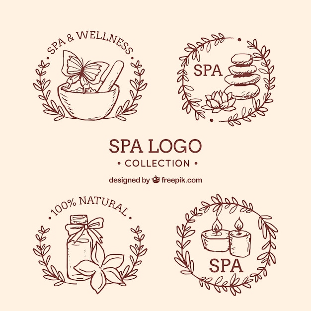 Hand drawn collection of spa logos