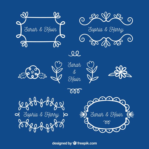 hand drawn collection of wedding ornaments