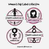 Free vector hand drawn collection of women's day badges