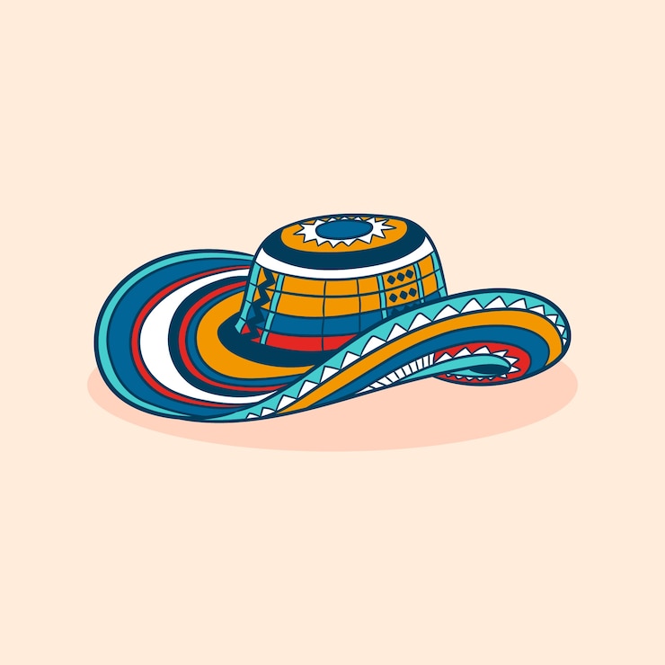 Free Vector hand drawn colombian hat clipart illustration
