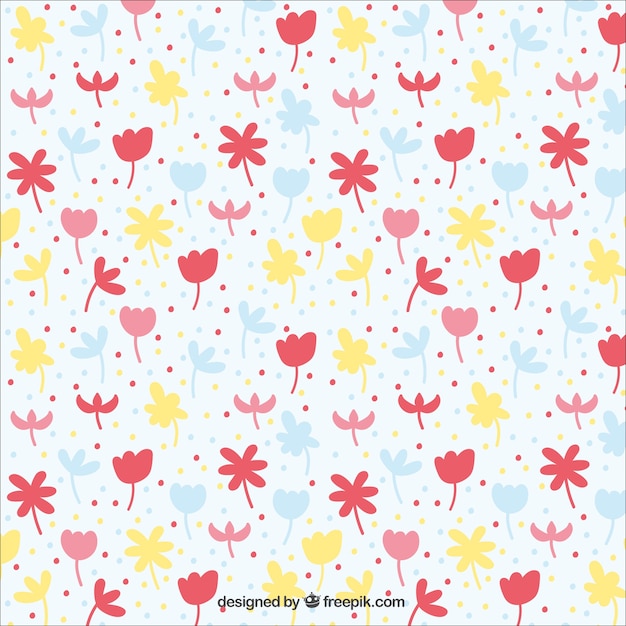 Hand drawn colored flowers pattern