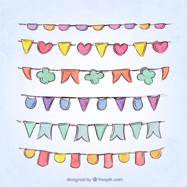 Free Vector  hand-drawn colored garland collection