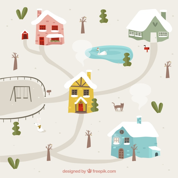Free vector hand drawn colored houses background