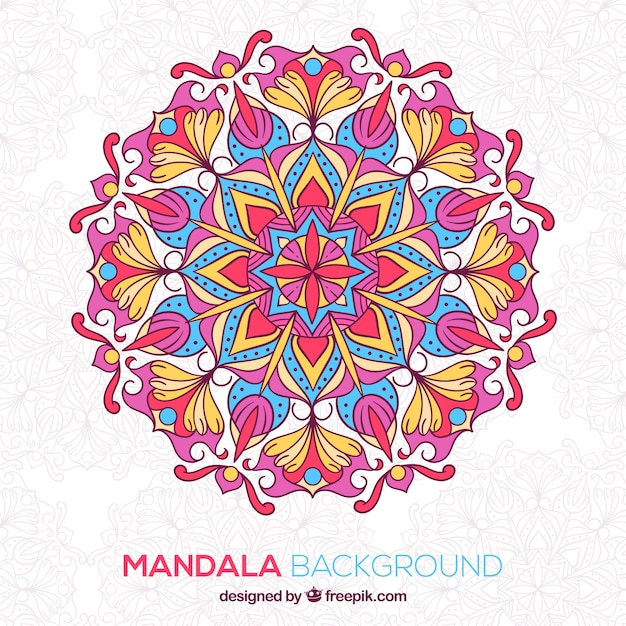 Hand drawn colored mandala background