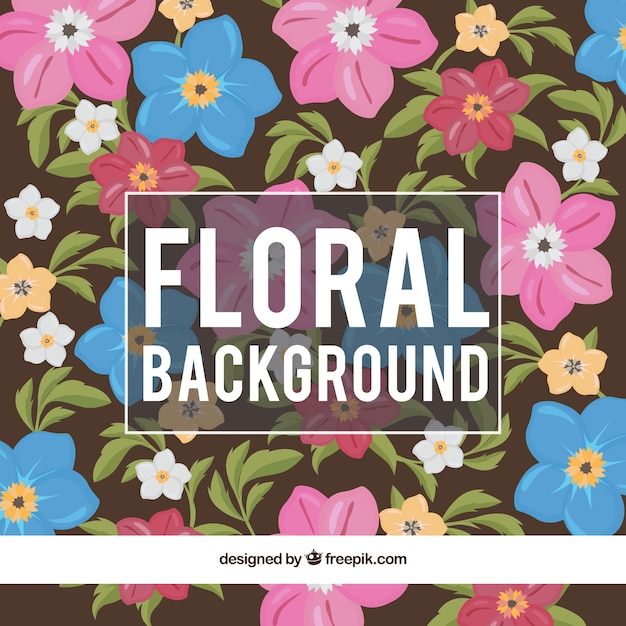 Hand drawn colored natural flowers background