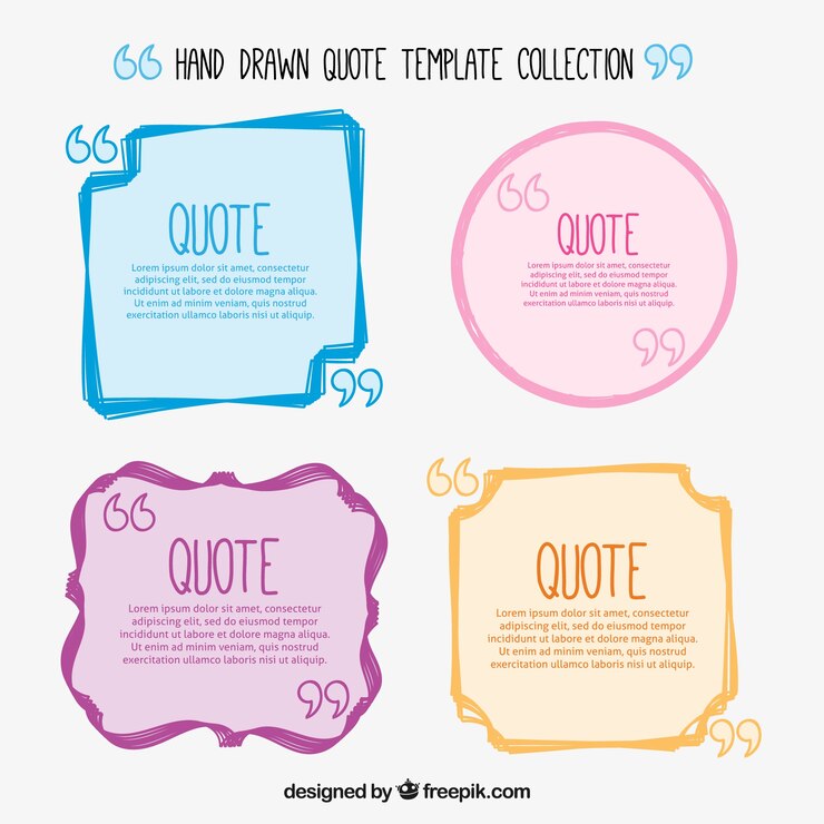 Free Vector hand drawn colored quote templates