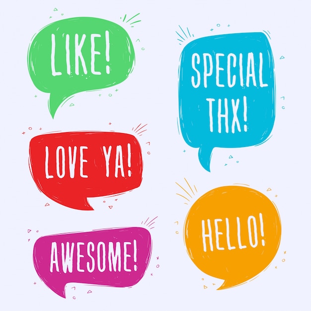 Free vector hand drawn colored speech bubbles